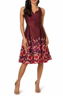 Adrianna Papell Pleated Jacquard Cocktail Dress