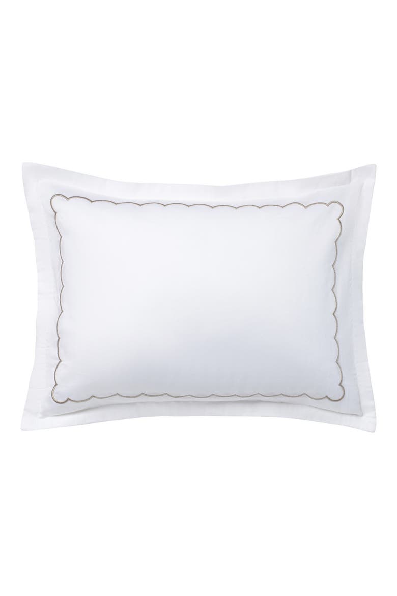 Scallop Hotel Duvet Cover, Sheet & Shams Set, Alternate, color, WHITE/ TAUPE