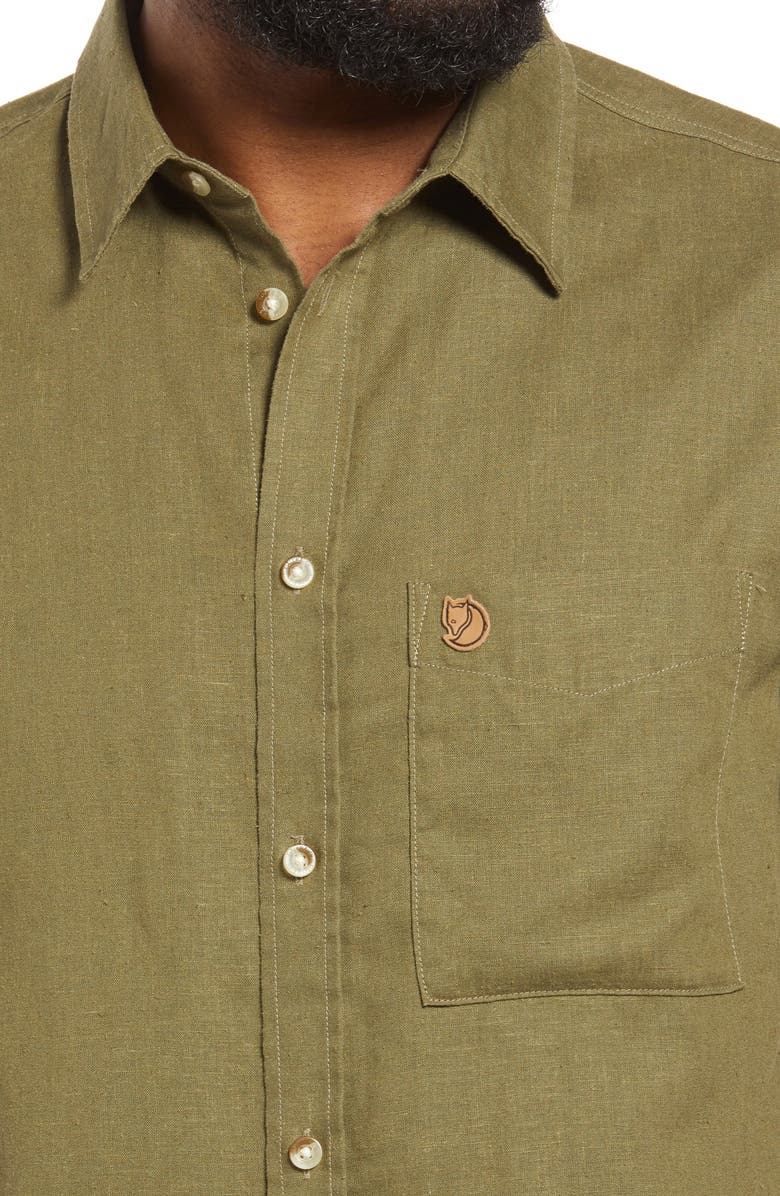 Fjällräven Ovik Travel Short Sleeve Button-Up Shirt, Alternate, color, Green
