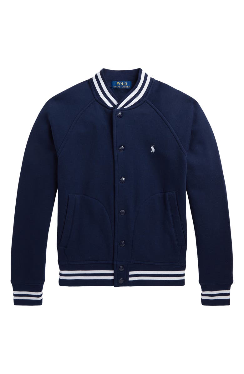 Polo Ralph Lauren Kids' Fleece Snap-Up Jacket, Main, color, Refined Navy
