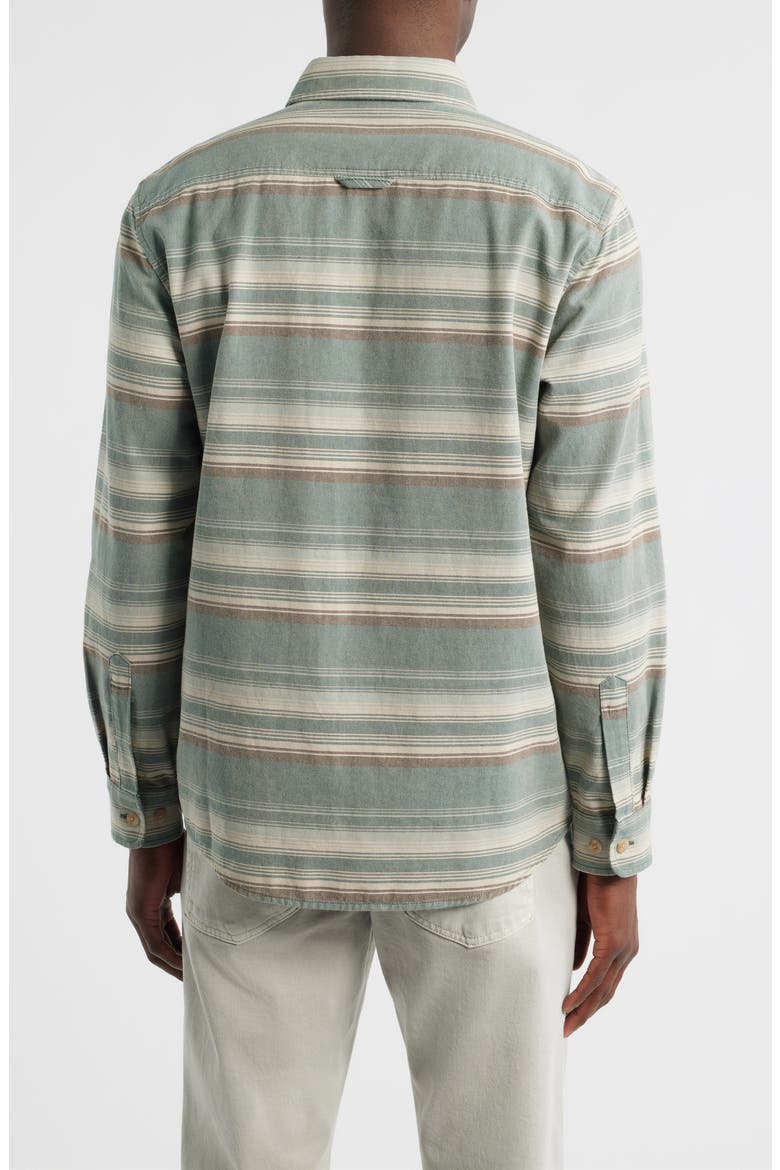 Beach Shack Stripe Brushed Cotton Button-Up Shirt, Alternate, color, TEAL STRIPE