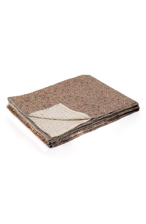 Taj Hotel Vintage Cotton Kantha Throw Blanket In Multi Tan