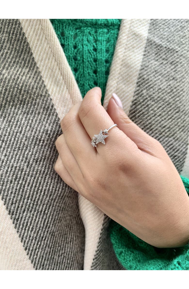 LuvMyJewelry Dazzling Star Cluster Sterling Silver Diamond Ring, Alternate, color, Silver