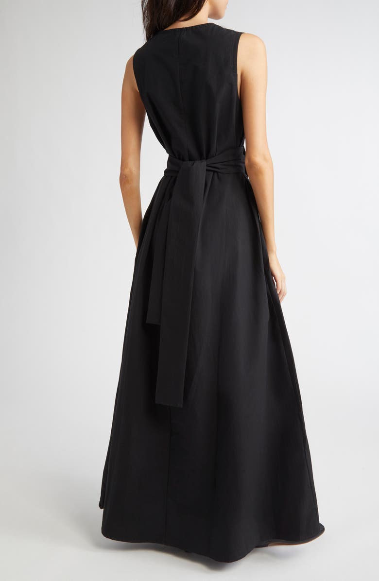 KÚR Anthurium Appliqué Sleeveless Cotton Dress, Alternate, color, Black