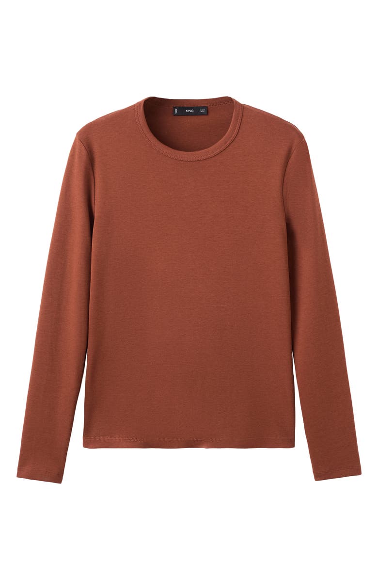MANGO Long Sleeve Cotton T-Shirt, Alternate, color, Russet