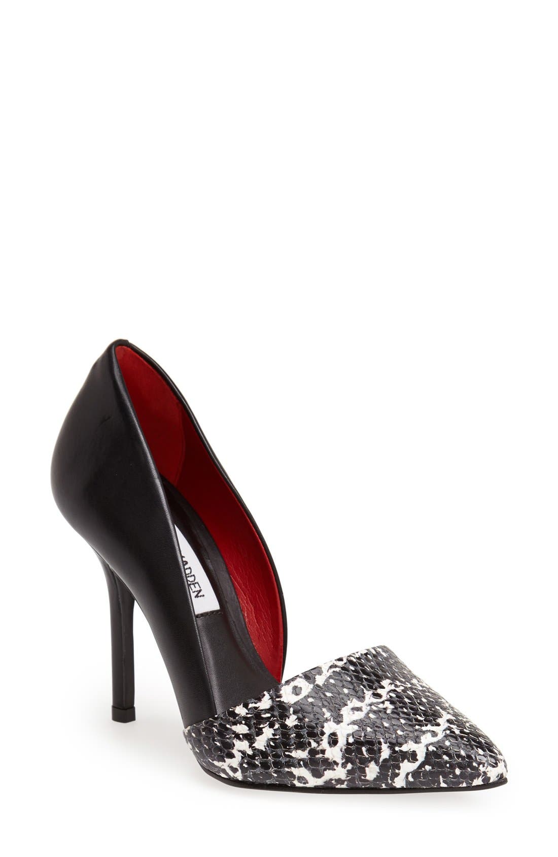 'Frennzy' Pointy Toe Stiletto Pump, Main, color, BLACK/ WHITE