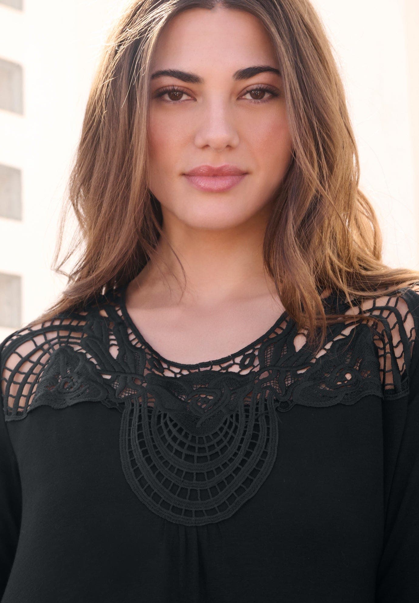 Plus Size Crochet Embellished Swing Ultra Femme Tee - image 2