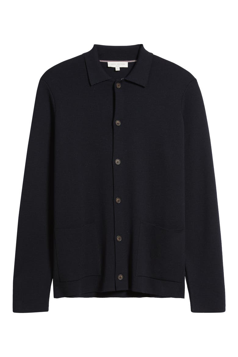 Milano Stitch Merino Wool Cardigan, Alternate, color, NAVY