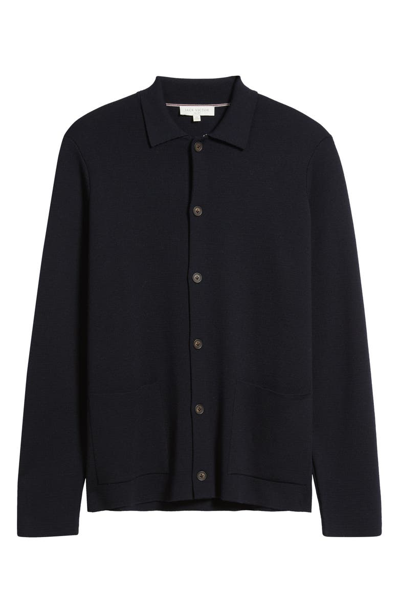 Jack Victor Milano Stitch Merino Wool Cardigan, Alternate, color, Navy