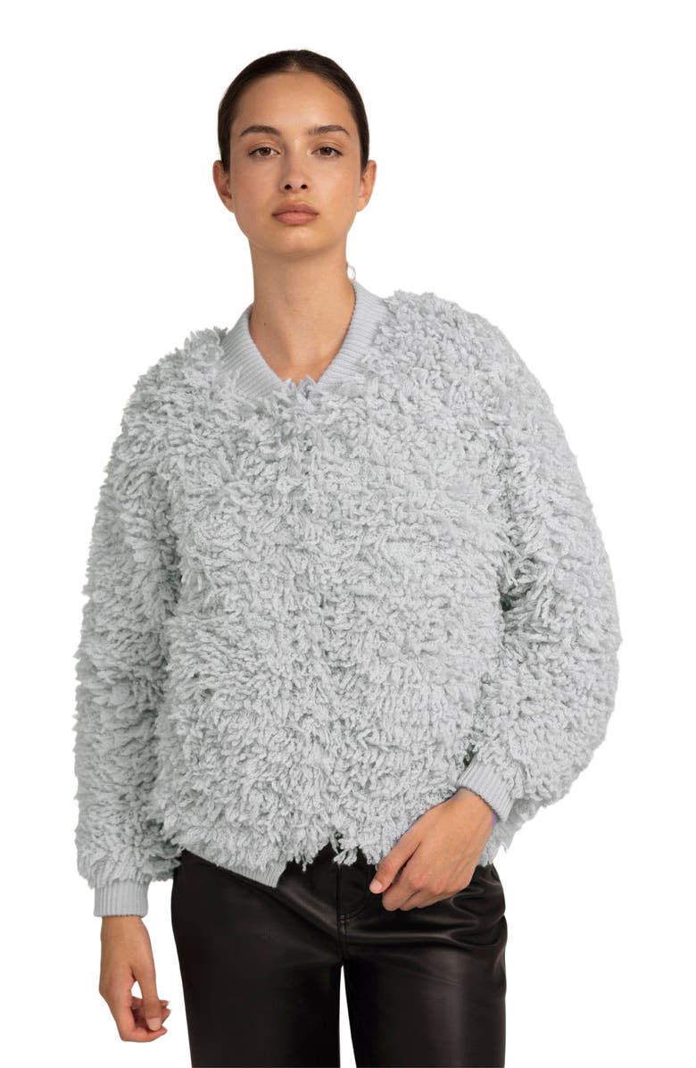 GOBI Mongolian Cashmere Loop-Stitch Cashmere Cardigan, Main, color, Silver Birch