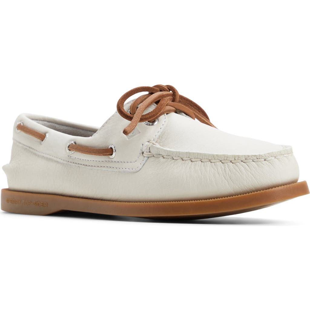 Sperry Women's Authentic Original 2 Eye Lace-up Boat Shoe In White Gum Leather Smooth