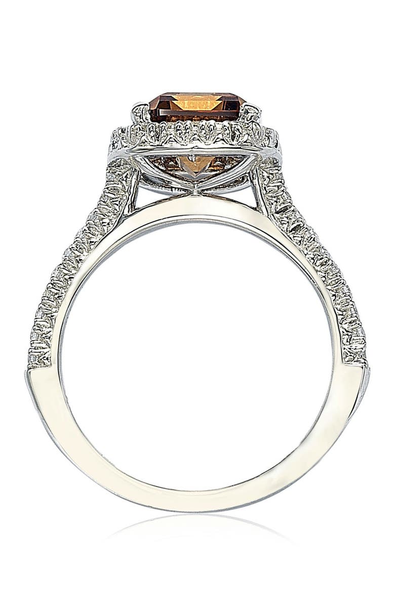 SUZY LEVIAN Sterling Silver Ascher Cut Brown CZ Ring, Alternate, color, 