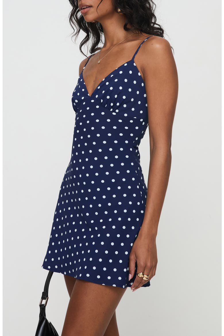 Chara Polka Dot Minidress, Alternate, color, NAVY