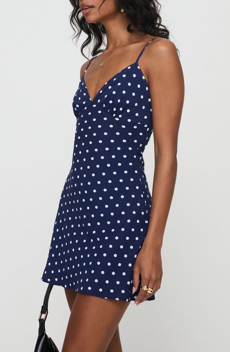 Princess Polly Chara Polka Dot Minidress, Alternate, color, Navy