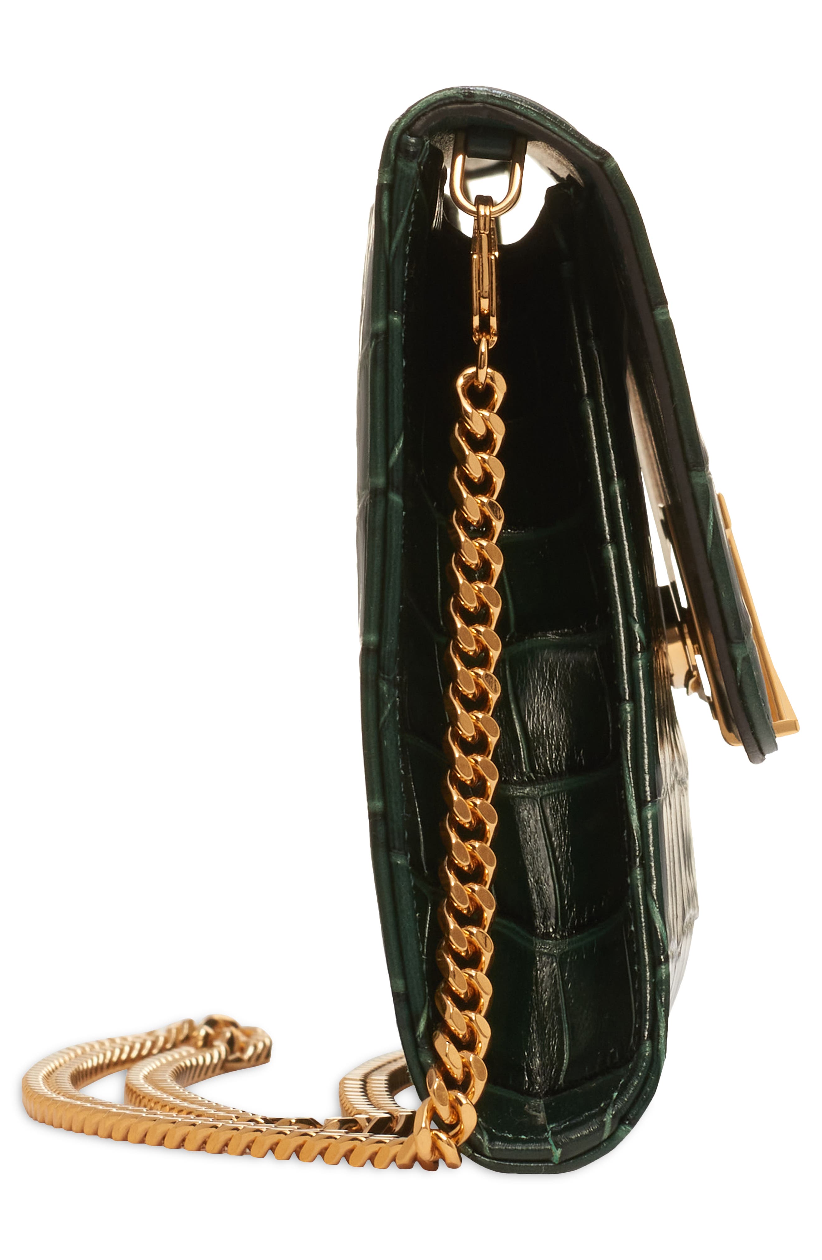 TOM FORD Nobile Croc Embossed Patent Leather Clutch, Alternate, color, 