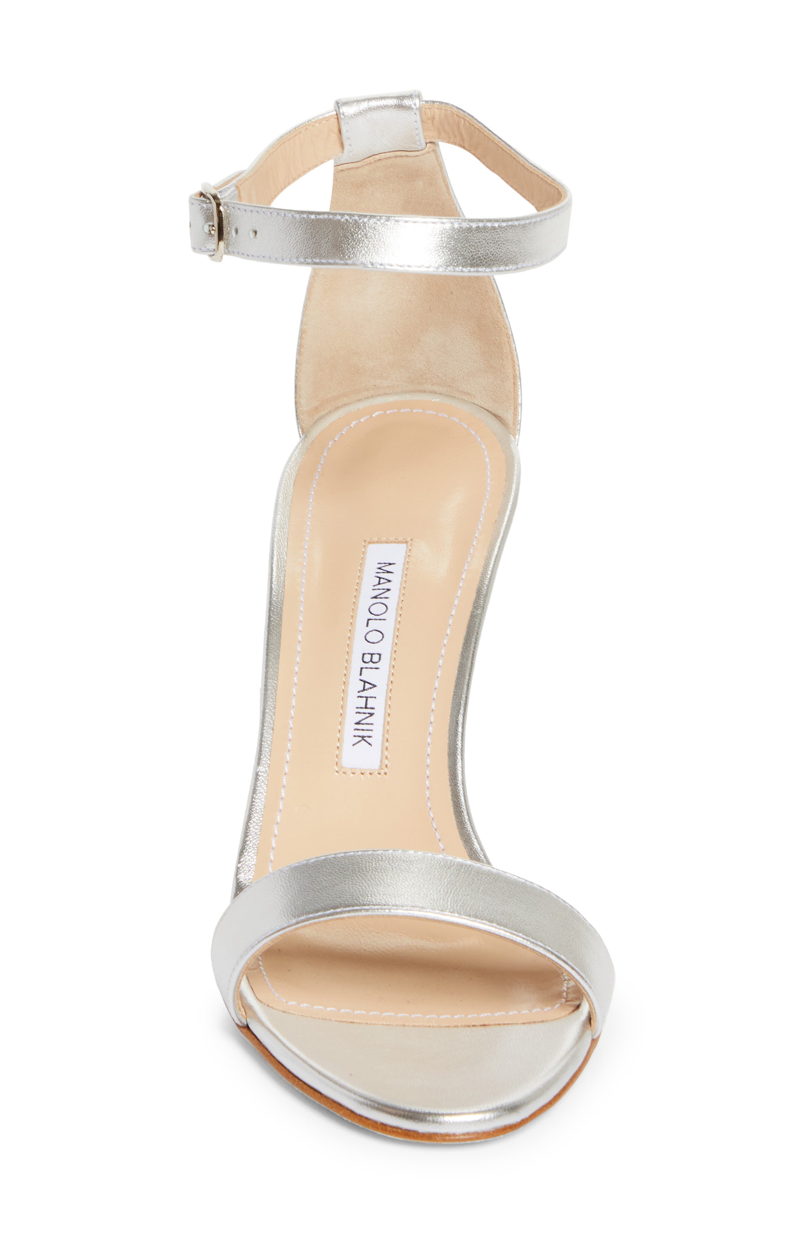 Manolo Blahnik Chaos Ankle Strap Sandal, Alternate, color, Metallic Silver