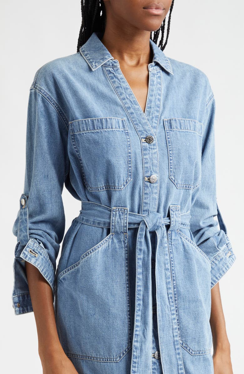 Veronica Beard Evelyn Long Sleeve Denim Shirtdress, Alternate, color, 