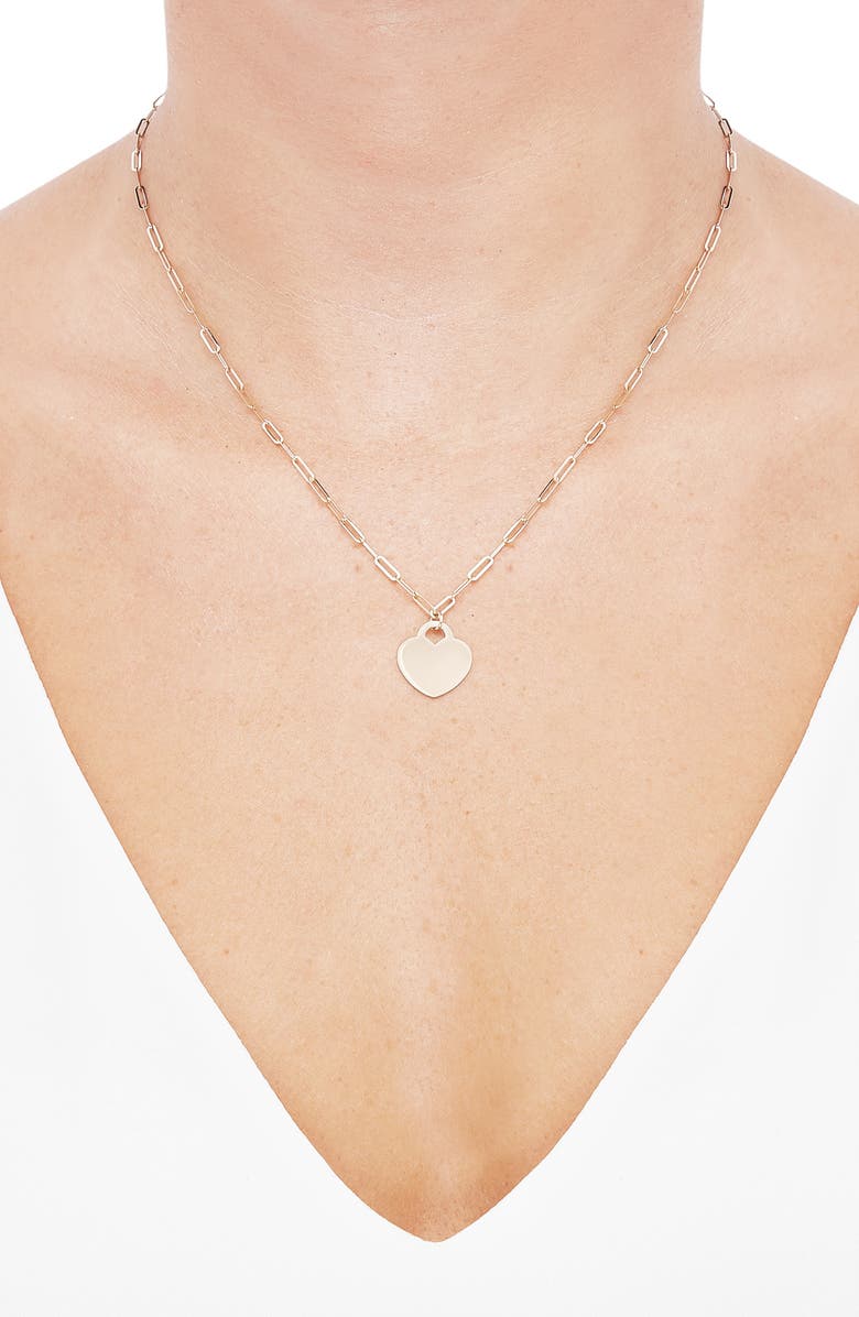 Frankie & Zoe Paper Clip Chain & Heart Pendant Necklace, Alternate, color, Yellow Gold
