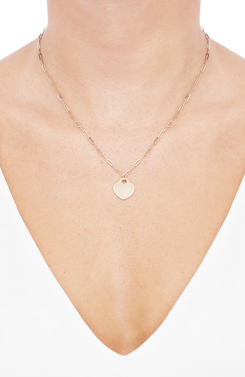 Frankie & Zoe Paper Clip Chain & Heart Pendant Necklace In Gold