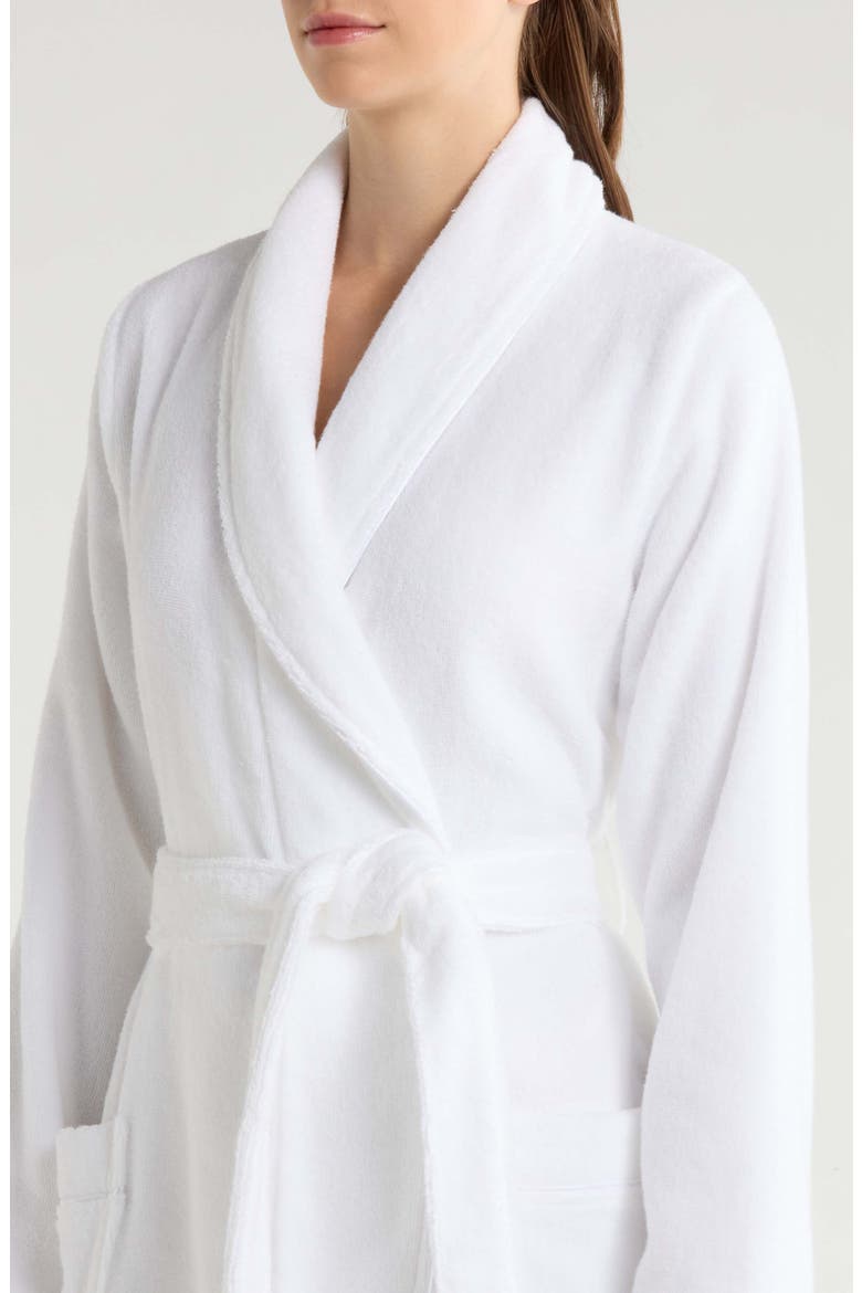 Short Hydro Cotton Terry Robe, Alternate, color, WHITE
