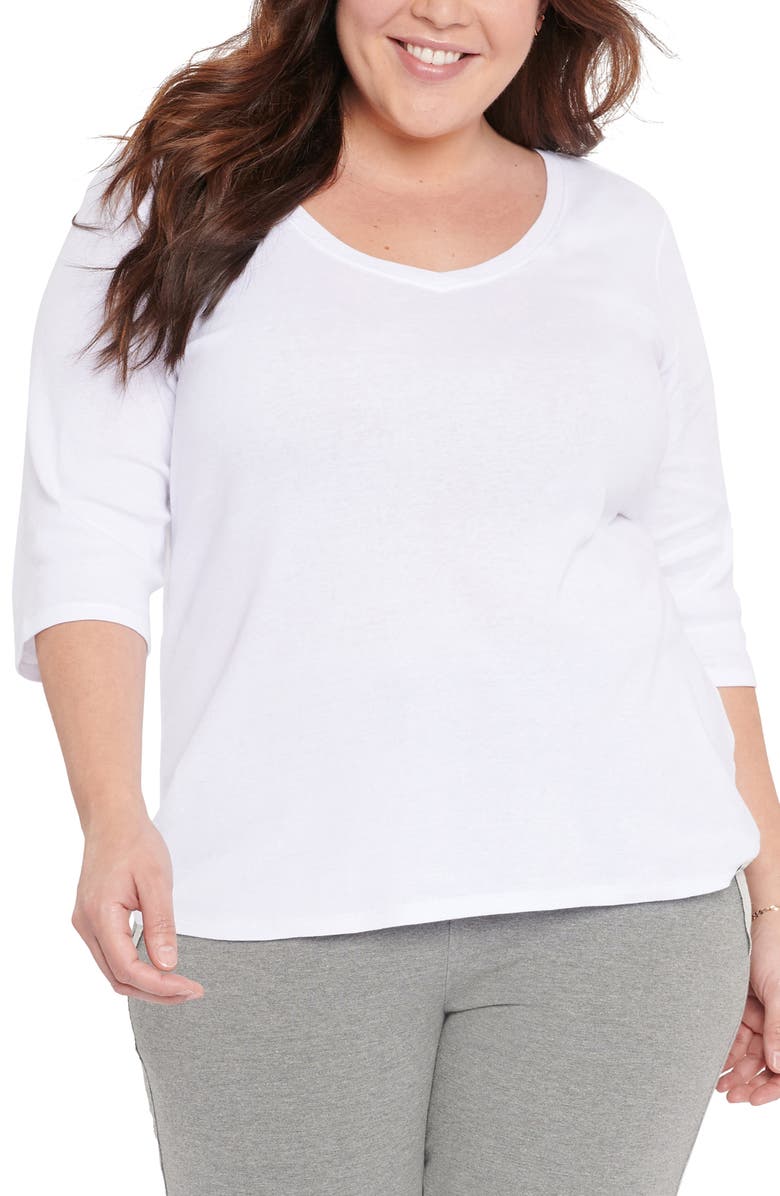 NYDJ V-Neck Ribbed T-Shirt, Main, color,