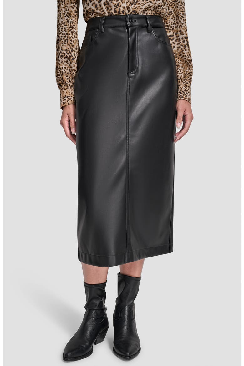 Faux Leather Midi Skirt, Main, color, BLACK