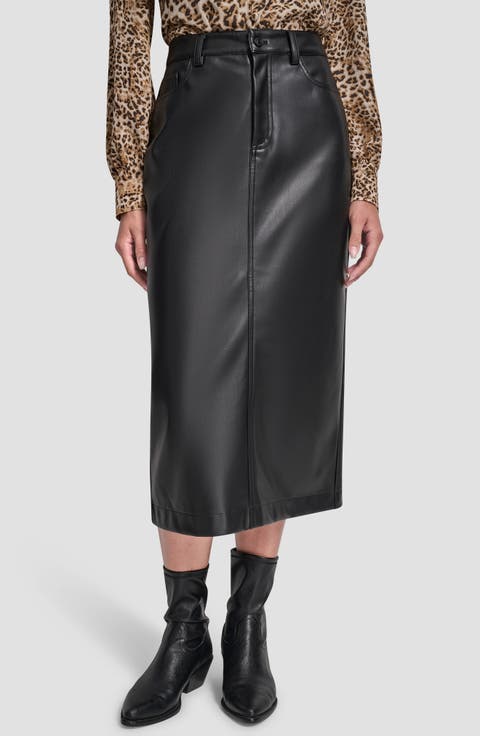 Faux Leather Midi Skirt