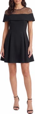 Ivy + Blu Pearled Yoke Short Sleeve Minidress
