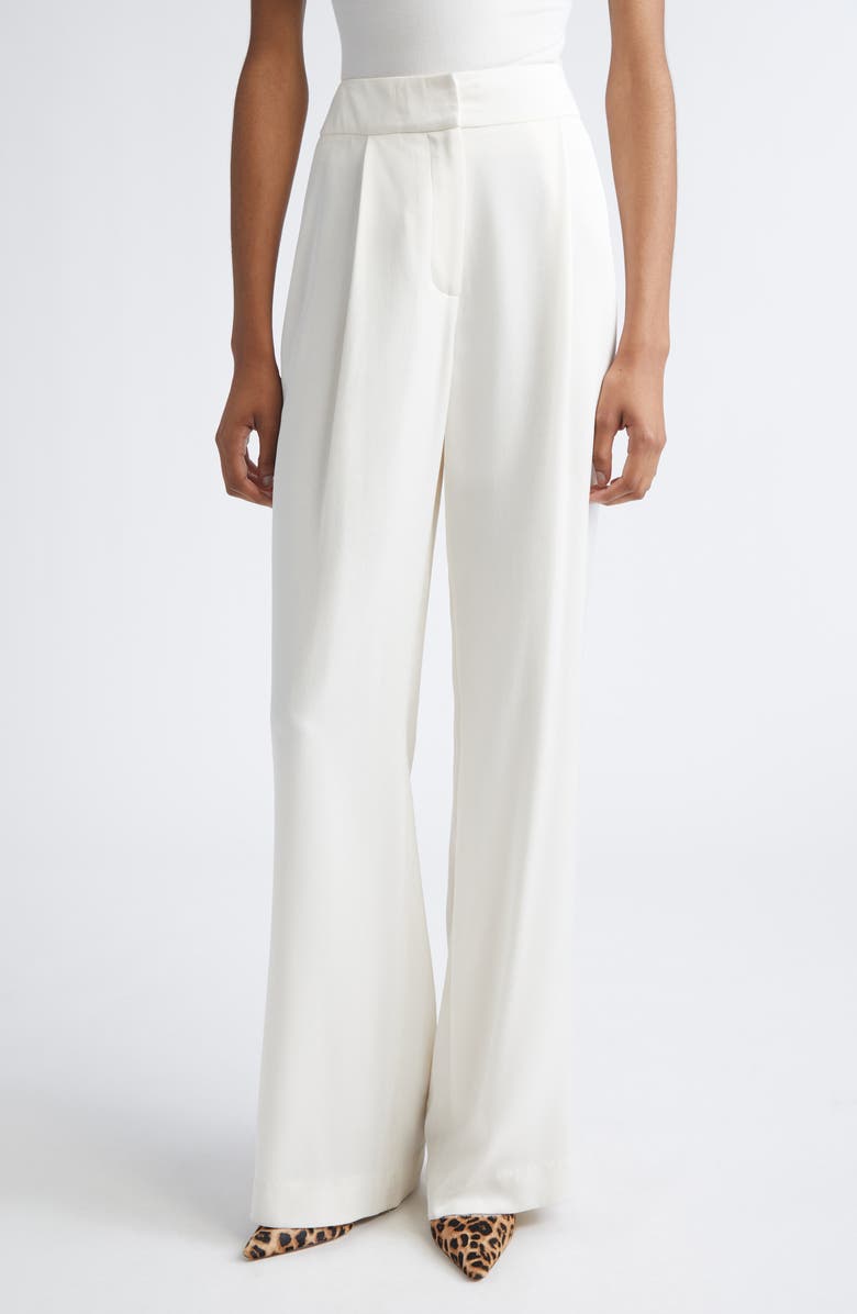 Veronica Beard Robinne Crepe Back Satin Wide Leg Pants, Main, color, Dove