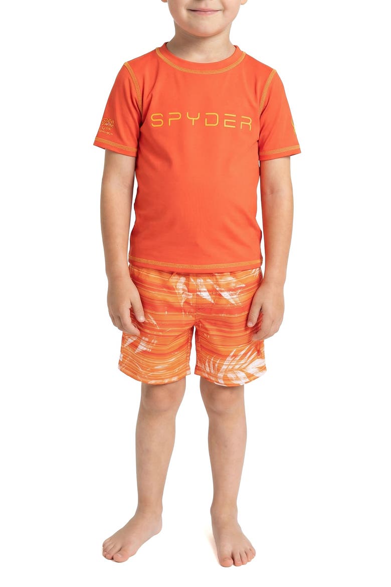 Kids' Rashguard Top & Swim Trunks Set, Main, color, TIGRE