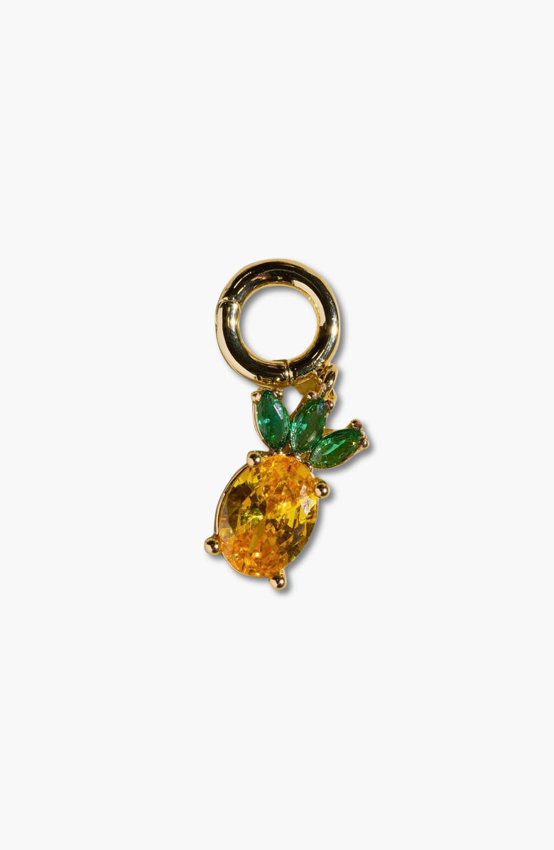 Nickel & Suede Pineapple Charm, Main, color, Gold
