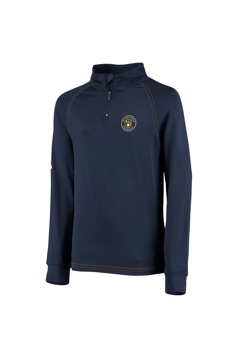 Youth Stitches Navy Milwaukee Brewers Raglan Quarter-Zip Jacket, Alternate, color, Navy