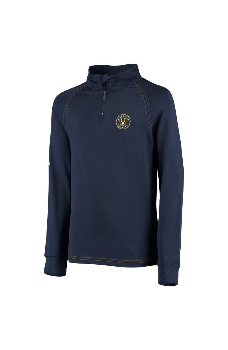 STITCHES Youth Stitches Navy Milwaukee Brewers Raglan Quarter-Zip Jacket, Alternate, color, Navy