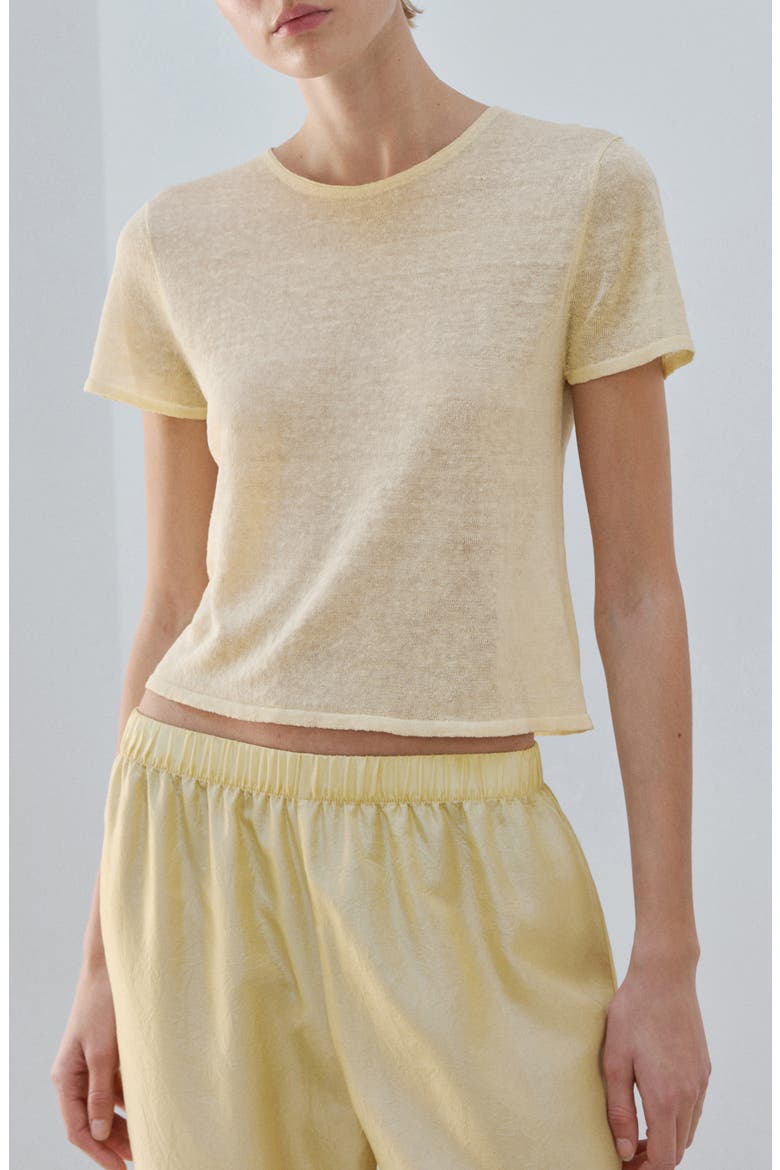 Linen Blend Pajama Top, Main, color, PASTEL YELLOW