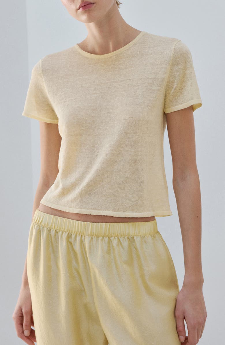 MANGO Linen Blend Pajama Top, Main, color, 