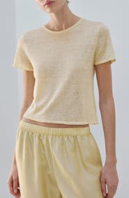 MANGO Linen Blend Pajama Top