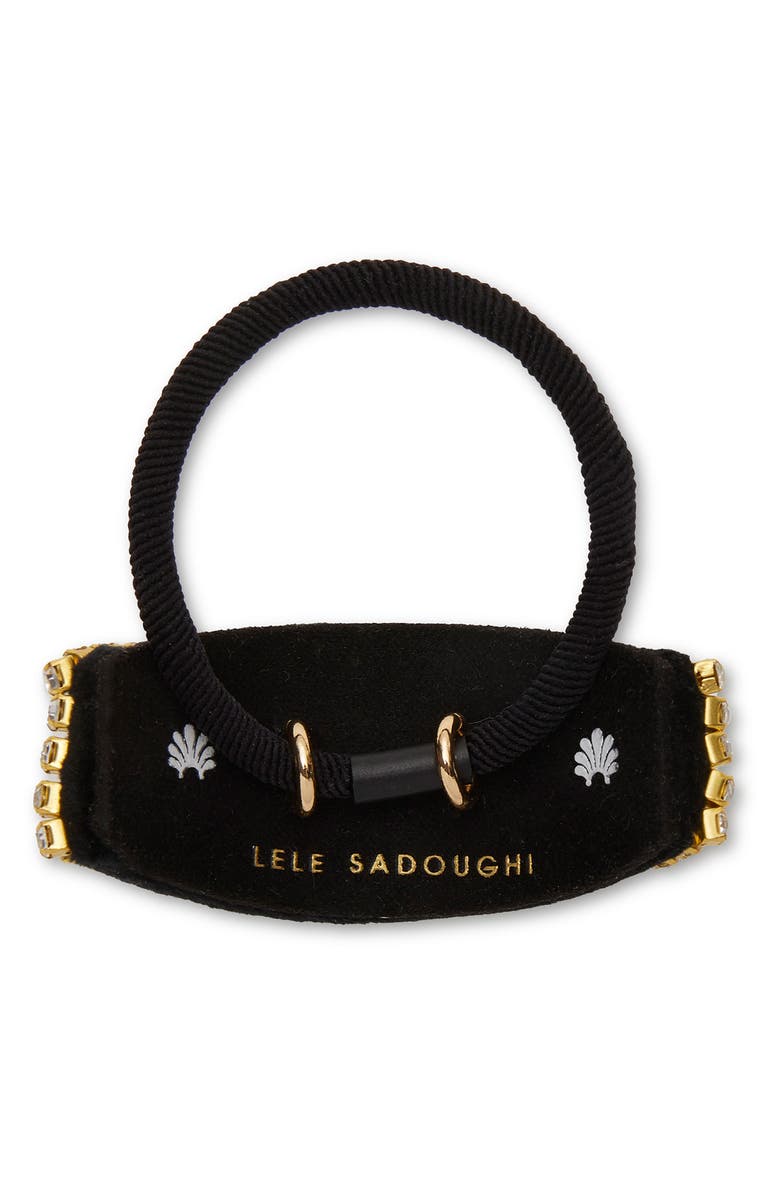 Lele Sadoughi Genie Crystal Edge Hair Tie, Alternate, color, Jet
