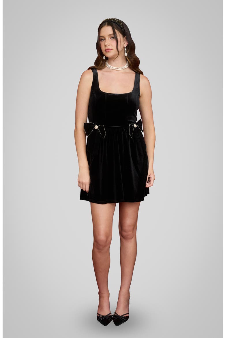 Bow Trim Minidress, Alternate, color, BLACK
