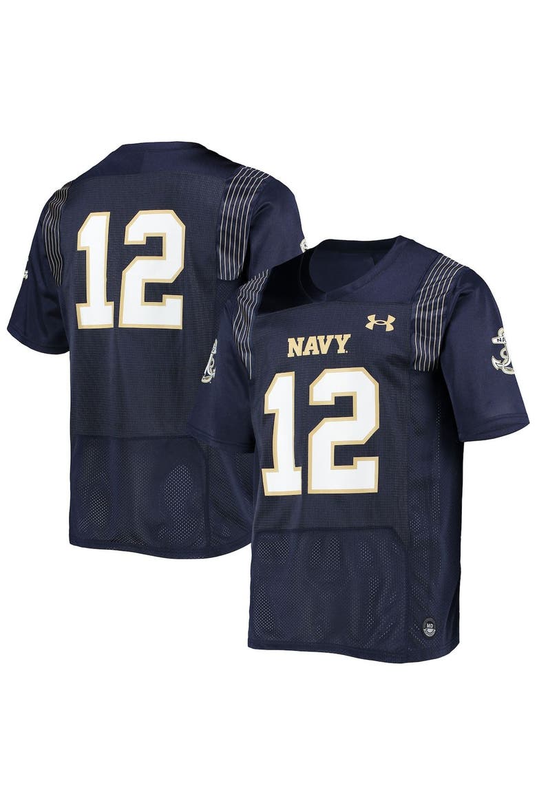 Men's Under Armour #12 Navy Navy Midshipmen Replica Player Jersey, Main, color, Navy