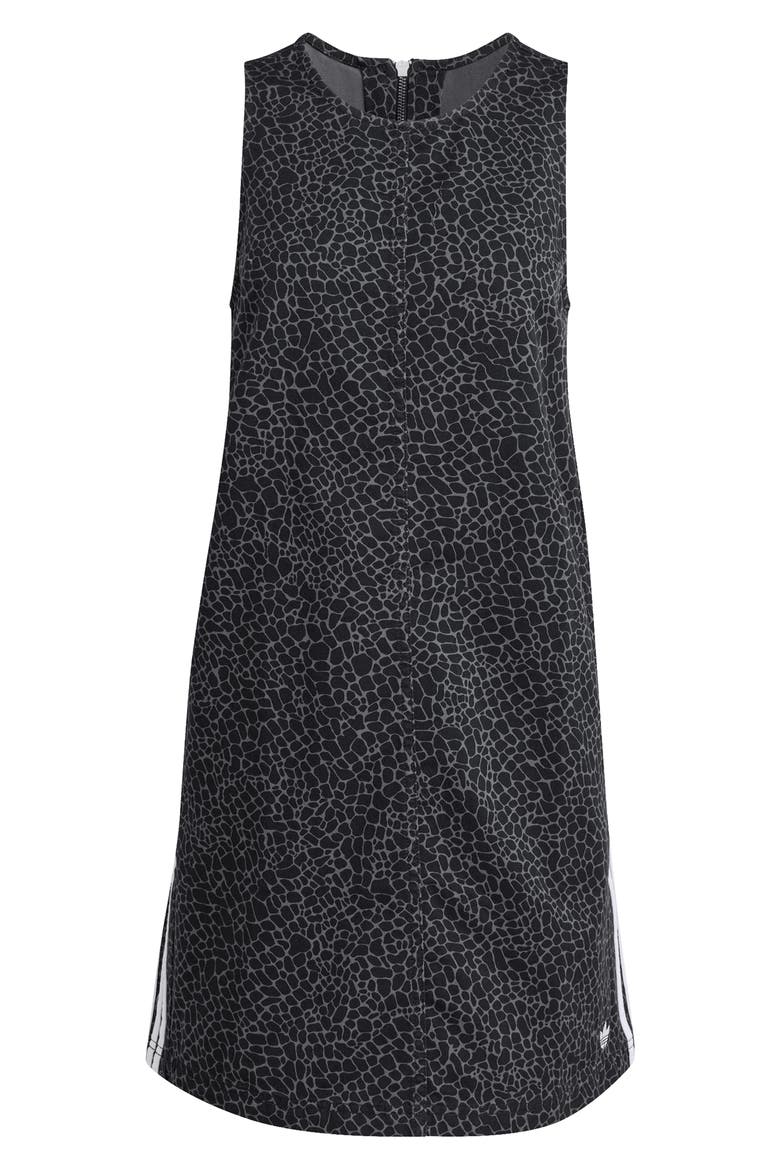 Animal Print Sleeveless Shift Dress, Alternate, color, BLACK/ GREY SIX