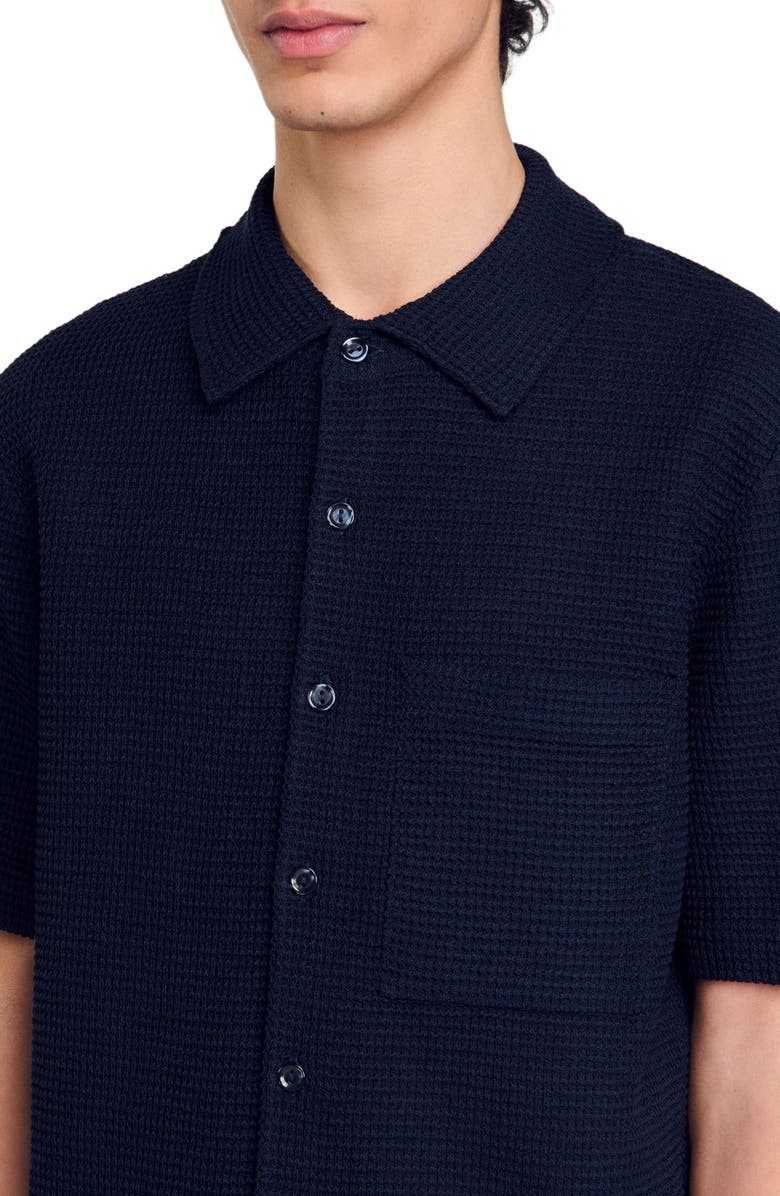 SANDRO Waffled shirt, Alternate, color, Midnight Blue