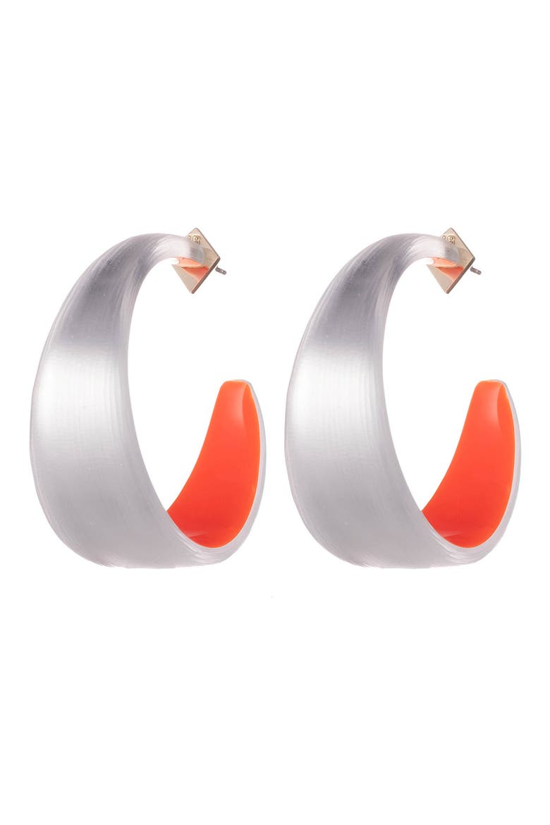 Neon Capsule Wide Graduated Medium Hoop Earrings, Alternate, color, SILVER