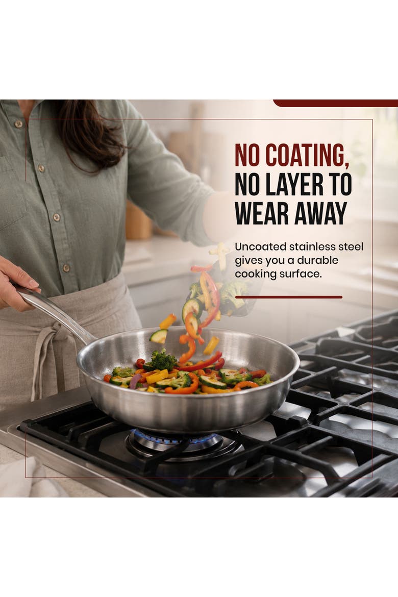 Maestro 3-Piece 5-Ply Stainless Steel Frying Pan Set, Alternate, color, 3-Piece Set