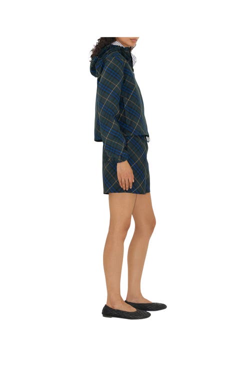 Burberry Plaid Long-sleeved Jacket In Midnight