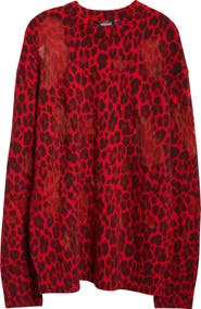 Versace Leopard Jacquard Distressed Virgin Wool Blend Sweater