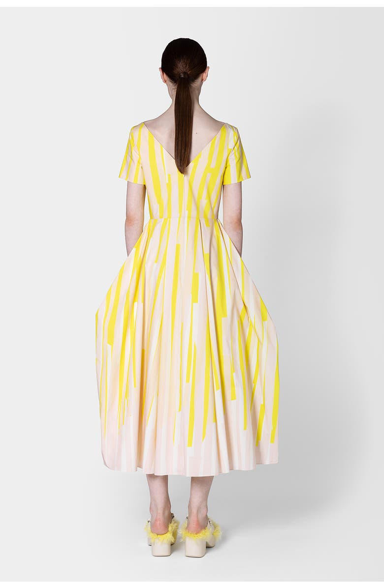 Roksanda Vaela Stripe Cotton Midi Dress, Alternate, color, Collage Print Yellow / Blush