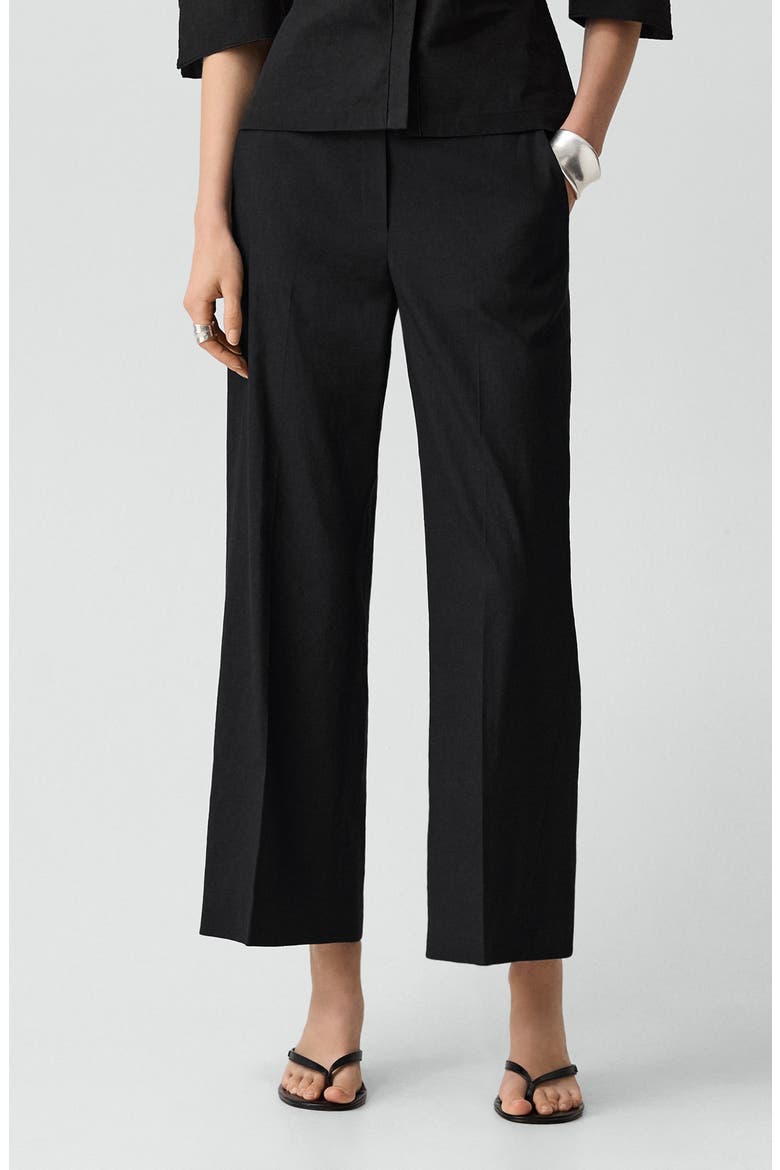 Classic Straight Leg Linen Blend Pants, Main, color, BLACK