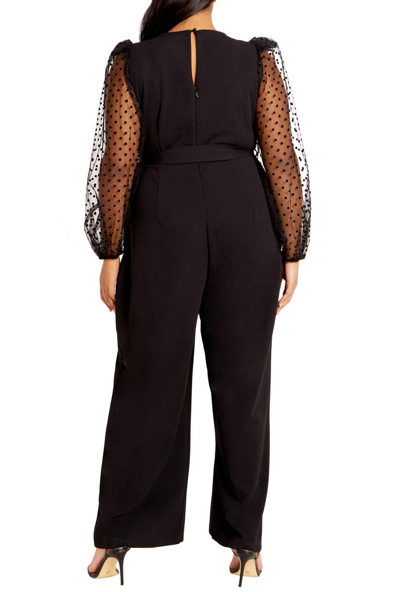 Asher Swiss Dot Sleeve Jumpsuit, Alternate, color, BLACK