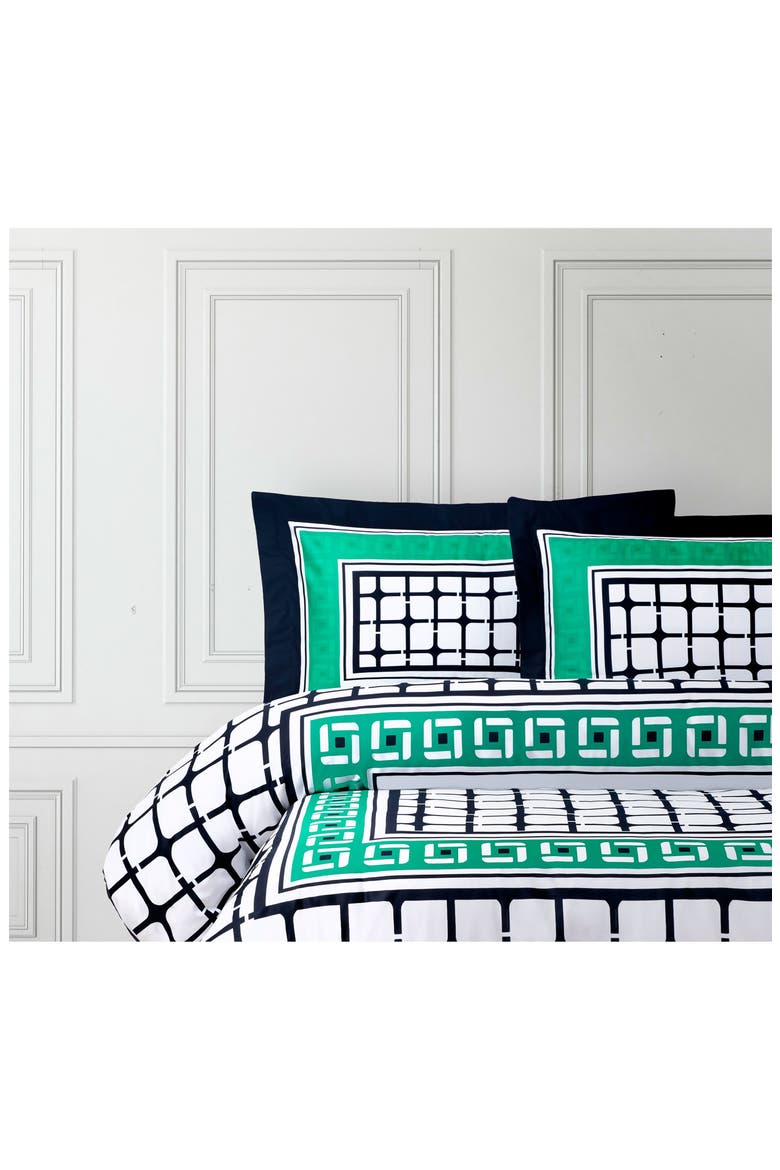Set of Two Framed Print Sateen Pillow Shams, Alternate, color, NAVY