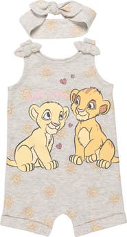 Disney Lion King Simba Baby Girls' 2-Piece Sleeveless Romper and Headband Set